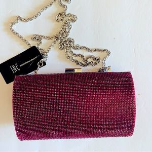 INC Ruby Pink Rhinestone  Ranndi Clutch crossbody Bag